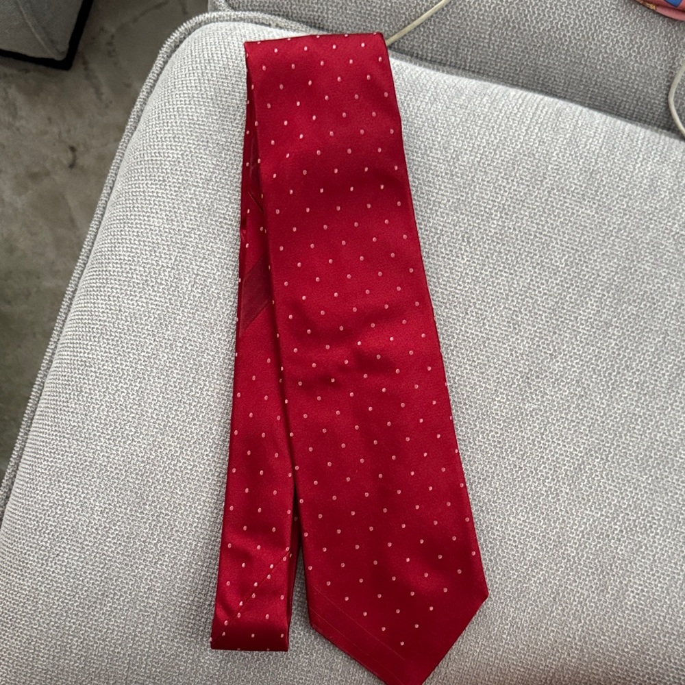 Valentino Red and White Dotted Tie